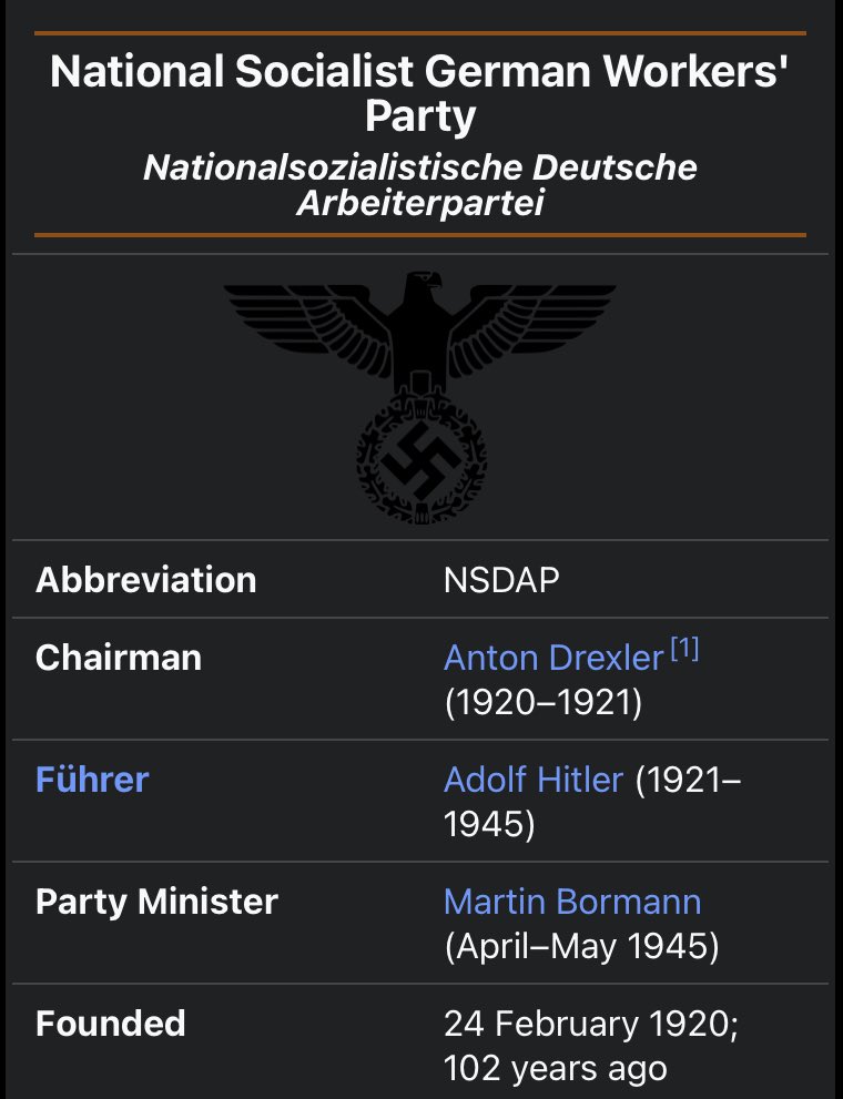 IAPonomarenko's tweet photo. Damn… NSDAP was really established on February 24.
History has a sense of dark humor. https://t.co/YvSOZX8jFz