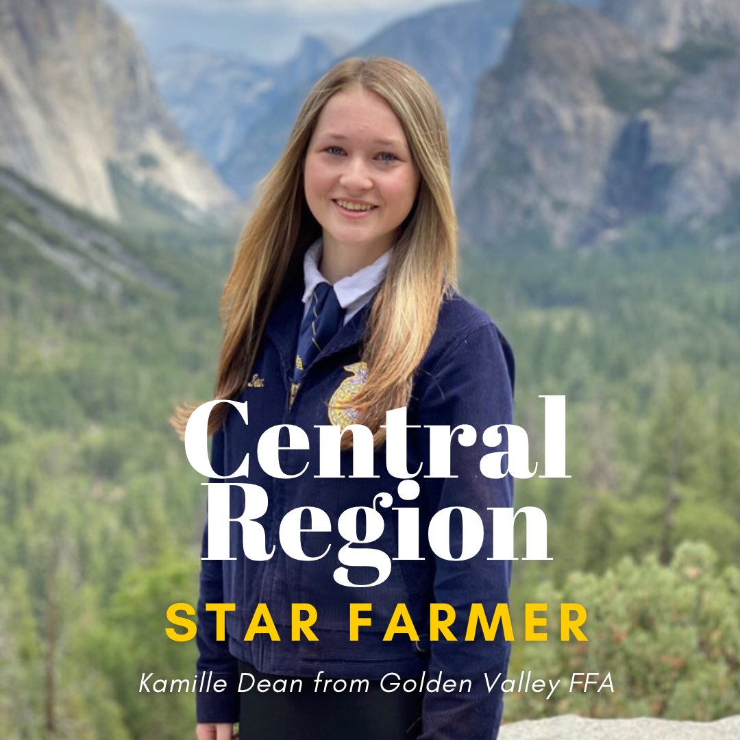 MercedMariposa's tweet photo. Now introducing Central Region’s Star Farmer! Congratulations to Kamille Dean from @gvffa for being awarded this accomplishment for her Production SAE Project. She’ll now be competing against five other individuals at the approaching @californiaffa State Conference! https://t.co/ZewGJs3MDU