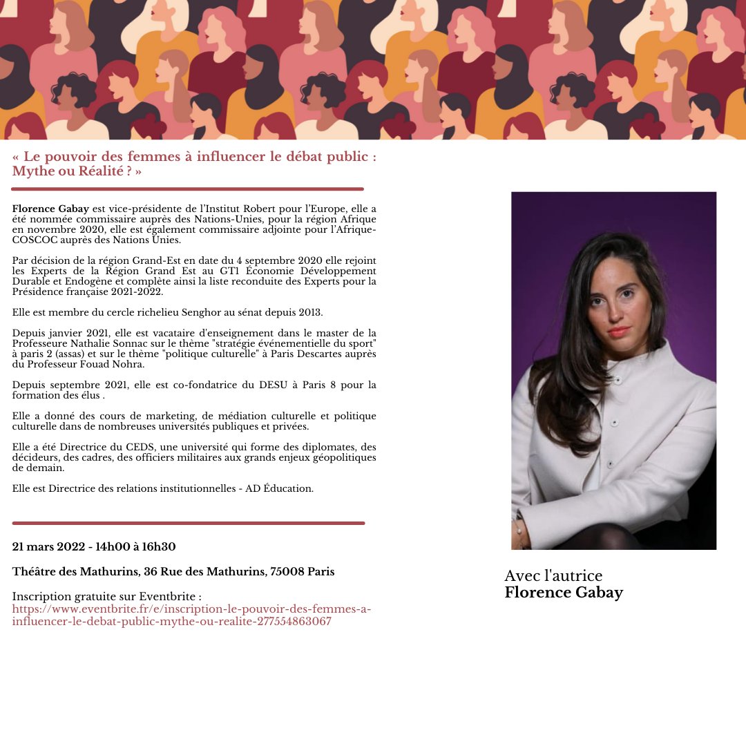 Refondation_Off's tweet photo. Pr le livre "Le pouvoir des femmes à influencer le débat public, mythe ou réalité ?",
une conférence de presse aura lieu de 14 à 15h le 21 Mars 2021au Théâtre des Mathurins.
avec @FlorenceGabay &amp; @AlissaPelatan
#womenempowerment #conférence_de_presse #Débatpublic https://t.co/cM2MJl4vgS