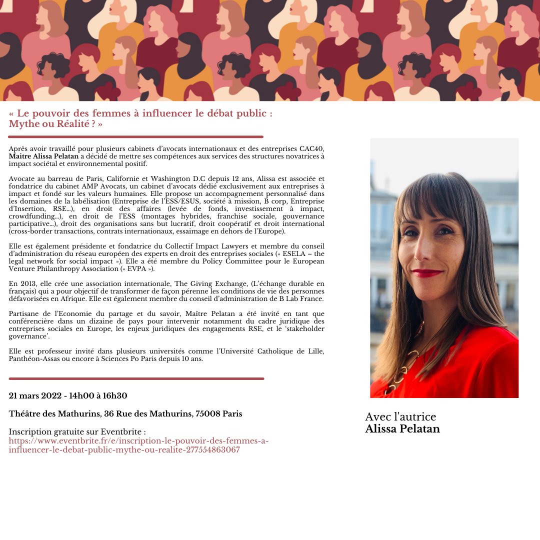 Refondation_Off's tweet photo. Pr le livre "Le pouvoir des femmes à influencer le débat public, mythe ou réalité ?",
une conférence de presse aura lieu de 14 à 15h le 21 Mars 2021au Théâtre des Mathurins.
avec @FlorenceGabay &amp; @AlissaPelatan
#womenempowerment #conférence_de_presse #Débatpublic https://t.co/cM2MJl4vgS
