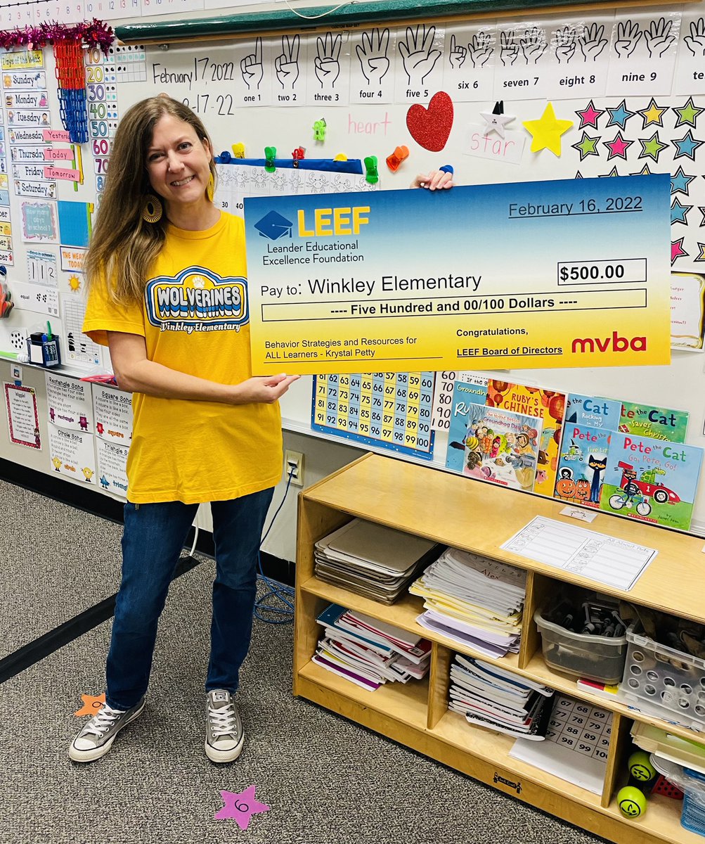 pettykinderkins's tweet photo. Thank You!! @LEEFStrong  I am very honored to have been selected to receive this grant. Our Kinders are going to benefit greatly from your support. #LEEF #1LISD #LEEFStrong #WinkleyEmpowers @WinkleyElem @Dr_Stringer_ https://t.co/5A9kfA3mh5