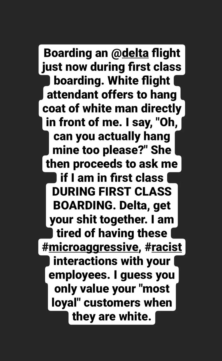 DaedraStaten's tweet photo. @Delta why does this keep happening? You need to get your shit together. Young, Black women travel too, and sometimes even in first class. Stop treating us like an anomaly and being "surprised" when we expect the same respect as your white passengers. https://t.co/N6WVaC4CL5