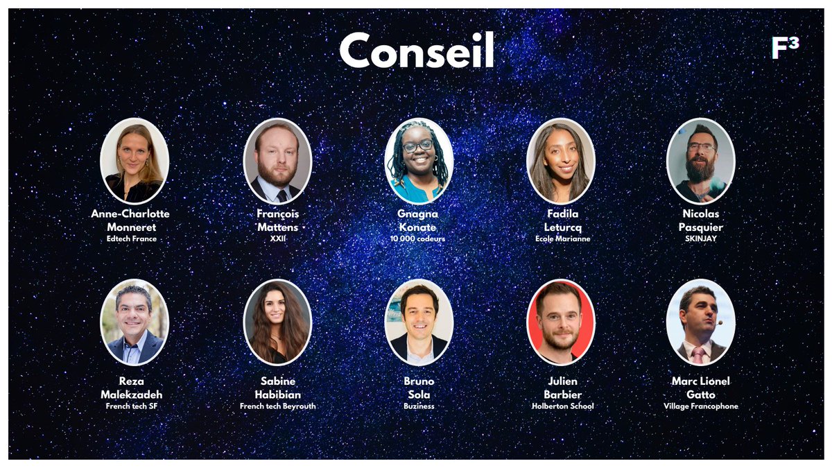 #Francophoniedelavenir ✨

Découvrez désormais notre #Conseil : 10 pointures dans leurs secteurs, 10 #cubeurs qui nous conseillent et nous soutiennent, 10 femmes et hommes engagés pour le #Futur ! 🌍

Parce que tout seul on va plus vite, mais qu'ensemble on va plus loin 🚀