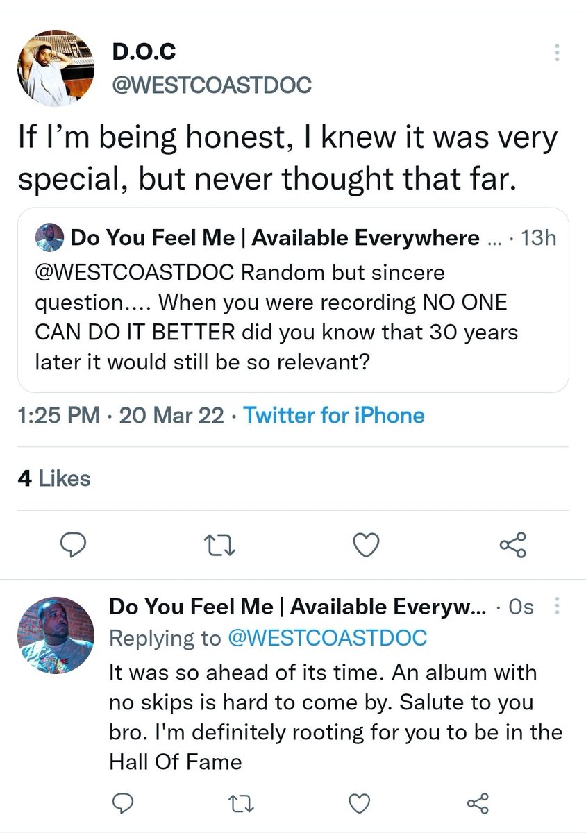 Anyone that knows me know that I love The D.O.C. being an artist I can appreciate what he contributed to hip hop history. He was the first artist to wow me with a debut project.