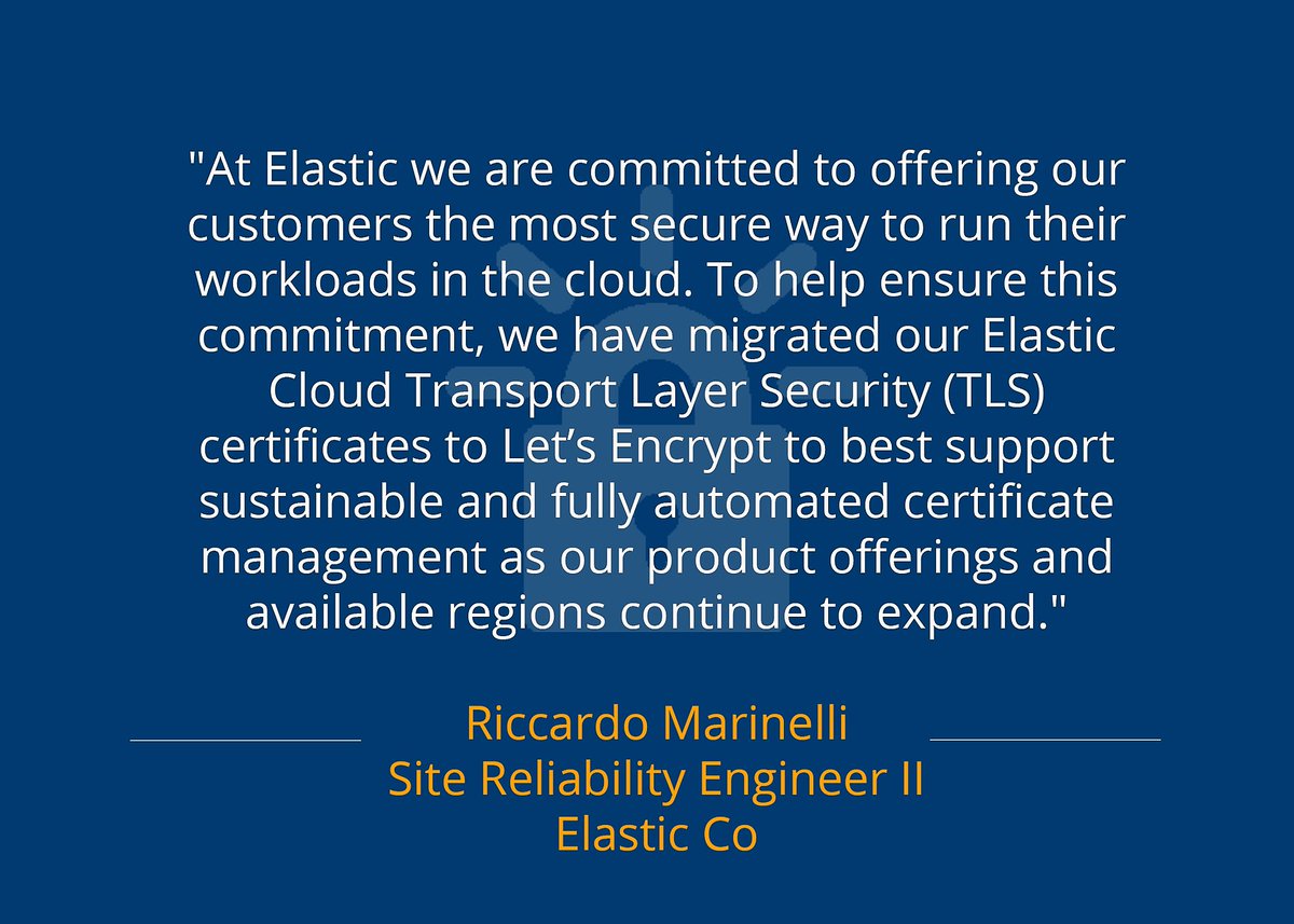 We're excited to welcome <a href="/elastic/">Elastic</a> as a new sponsor! As a user of Let's Encrypt certs, Elastic is familiar with the importance of automated and secure certificates. You can learn more about their usage of Let's Encrypt on their website: elastic.co/blog/elastic-c…