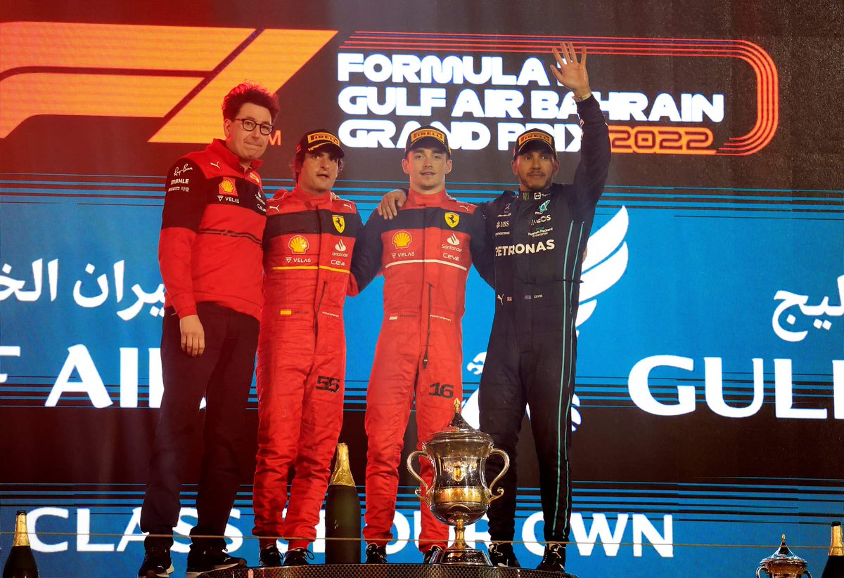 revistaboxes's tweet photo. 📷 Postales de la celebración del primer podio de la temporada 👏👏

#BahreinGP #F1 #BahrainGP https://t.co/wVai9ciVdE