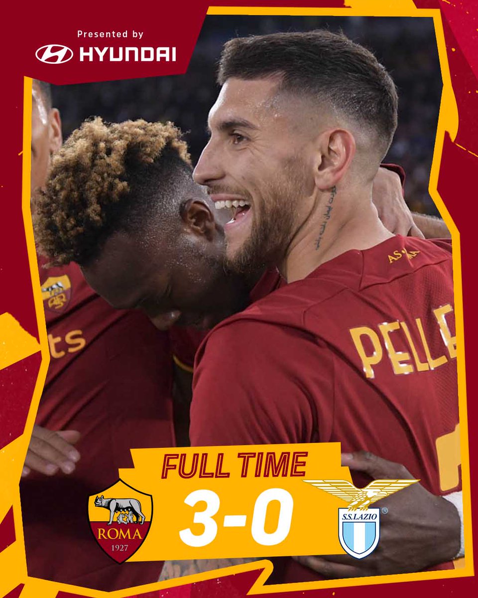 ECCOLO IL TRIPLICE FISCHIOOOOO! 

TRE A ZERO PER NOI! 

DAJE ROMA DAJEEEEEEE! 💛❤️

#RomaLazio #ASRoma