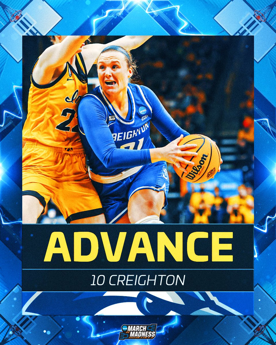 MarchMadnessWBB's tweet photo. A SWEET UPSET!

No. 10 @CreightonWBB STUNS No. 2 Iowa, 64-62 and secures the first spot in the Sweet 16.

#MarchMadness https://t.co/a6XJzr8eOU