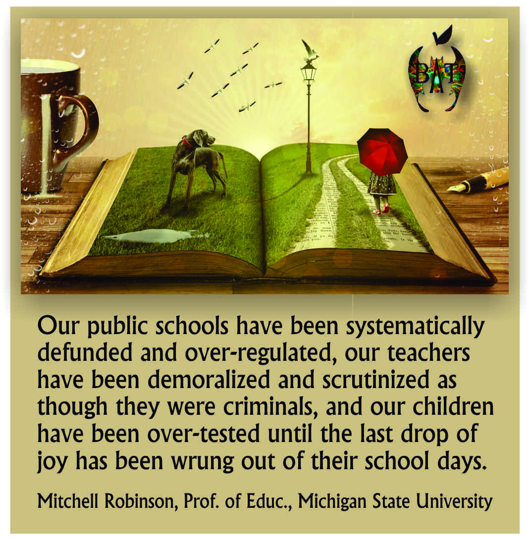 Restore the Joy! Let Teachers Teach! facebook.com/BadassTeachers… #TBATs 
#TeachNotTest #ReadBannedBooks #MarchIsReadingMonth #SupportDiversity <a href="/OhioBATs/">Ohio BATs</a> <a href="/PennBat/">PA BATs R Pro Charter Reform</a> <a href="/VirginiaBATs/">Virginia BATs</a> <a href="/BATs_DC/">DC BATs</a> <a href="/MarylandBAT/">Maryland BAT</a> <a href="/BATsDelaware/">DE BadassTeachers</a> <a href="/WVBats/">WV Badass Teachers</a> <a href="/KentuckyBATs/">Kentucky BATs</a>