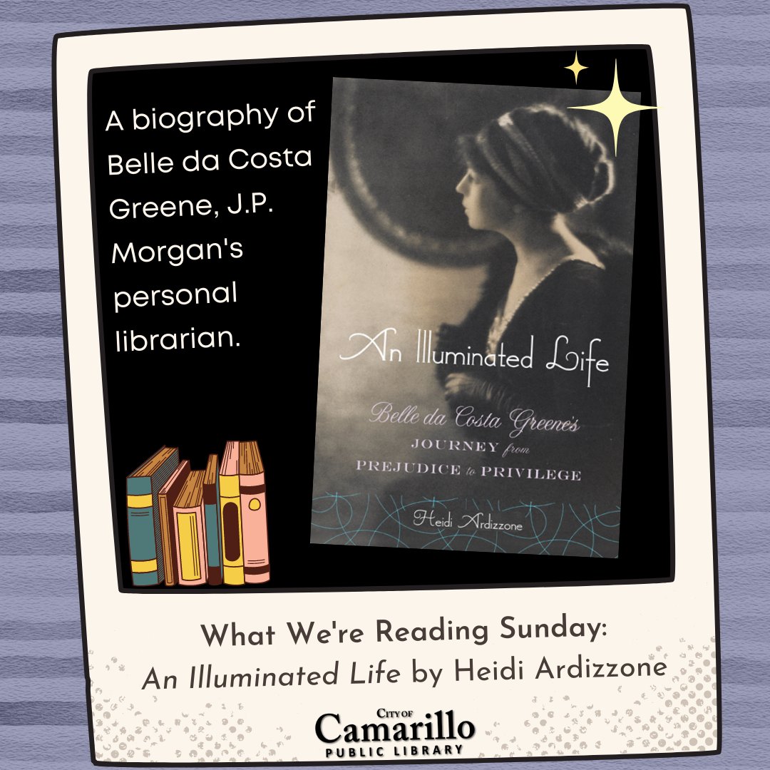 camarillolib's tweet photo. What are you reading this week?
We are reading about the secret life of the sensational woman behind the Morgan masterpieces, who lit up New York society. This is a fascinating biography about Belle da Costa Greene, J.P. Morgan's personal librarian.
#WhatWereReadingSunday https://t.co/KzbiKKpNPN