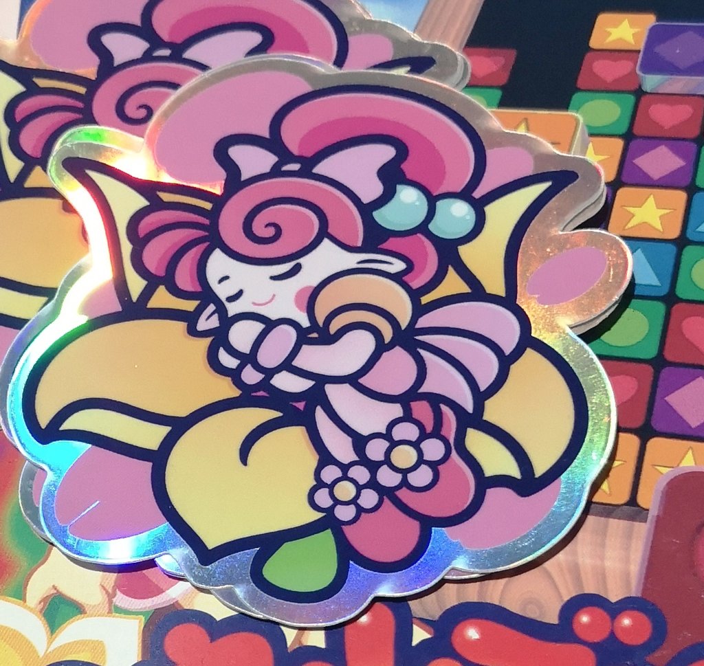 COMBOTRON_ART's tweet image. Sleeping Lip (Panel De Pon)

This was printed as a holo sticker a while back for fun
