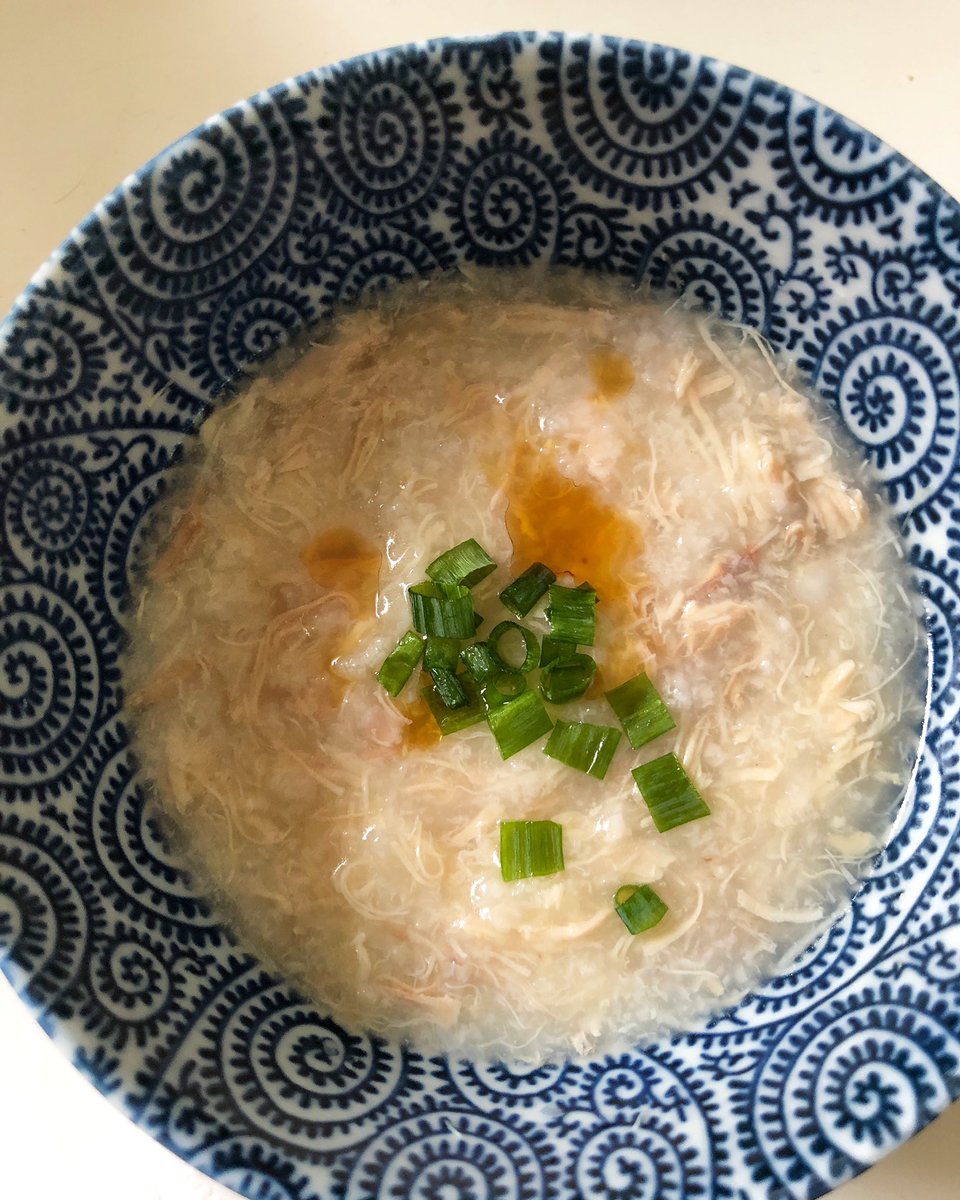 egseah's tweet image. Fighting my first real cold in two years. (Thanks, masking and avoiding people!) Had to cook some gingery, comforting, classic congee as mental medicine. (Or as every Asian friend I mentioned this to said, “Take out the big guns.”) #comfortfood #foodasmedicine