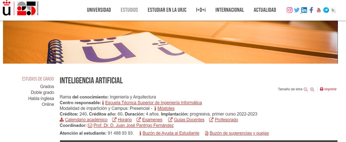 sanz_ismael's tweet photo. Nuevo Grado en Inteligencia Artificial en la URJC. Desarrollo de herramientas informáticas en el ámbito de la medicina, la logística y planificación, la seguridad, el ocio, el arte, el derecho. @etsii_urjc  https://t.co/qJoI2OYJRI https://t.co/rdvNTQ77mC