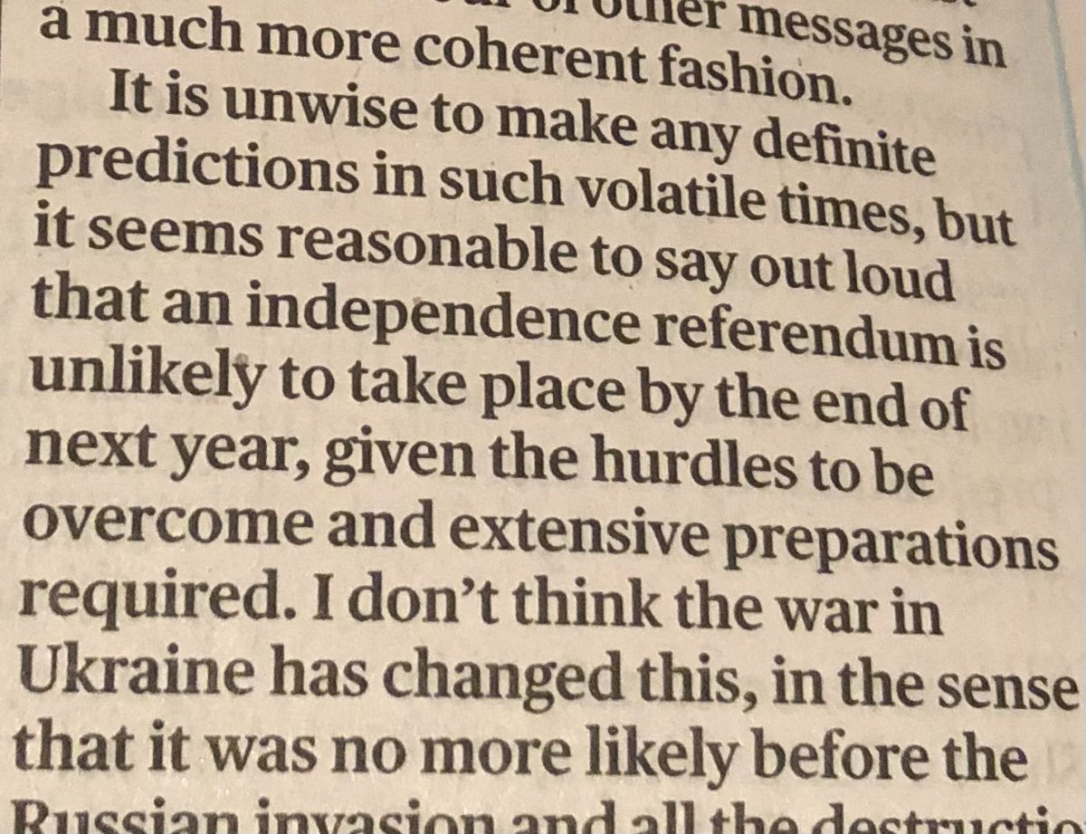 GlennBBC's tweet photo. That doesn’t mean there WILL be a referendum next year 

Former @theSNP and @scotgov communications chief @KevinJPringle doubts it, writing in @SundayTimesScot https://t.co/Z19NMg3M94