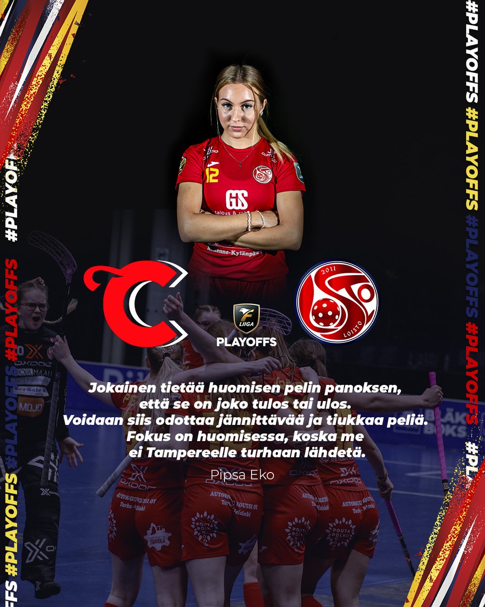 fbc_loisto's tweet photo. Kysyimme Pipsa Ekon mietteitä ennen huomista ratkaisupeliä Bläk Boksissa. Huomenna on luvassa tiukkaa vääntöä välieräpaikasta💪
#salibandy #FLIIGA #FBCLoisto https://t.co/Y0KOIwB2v7