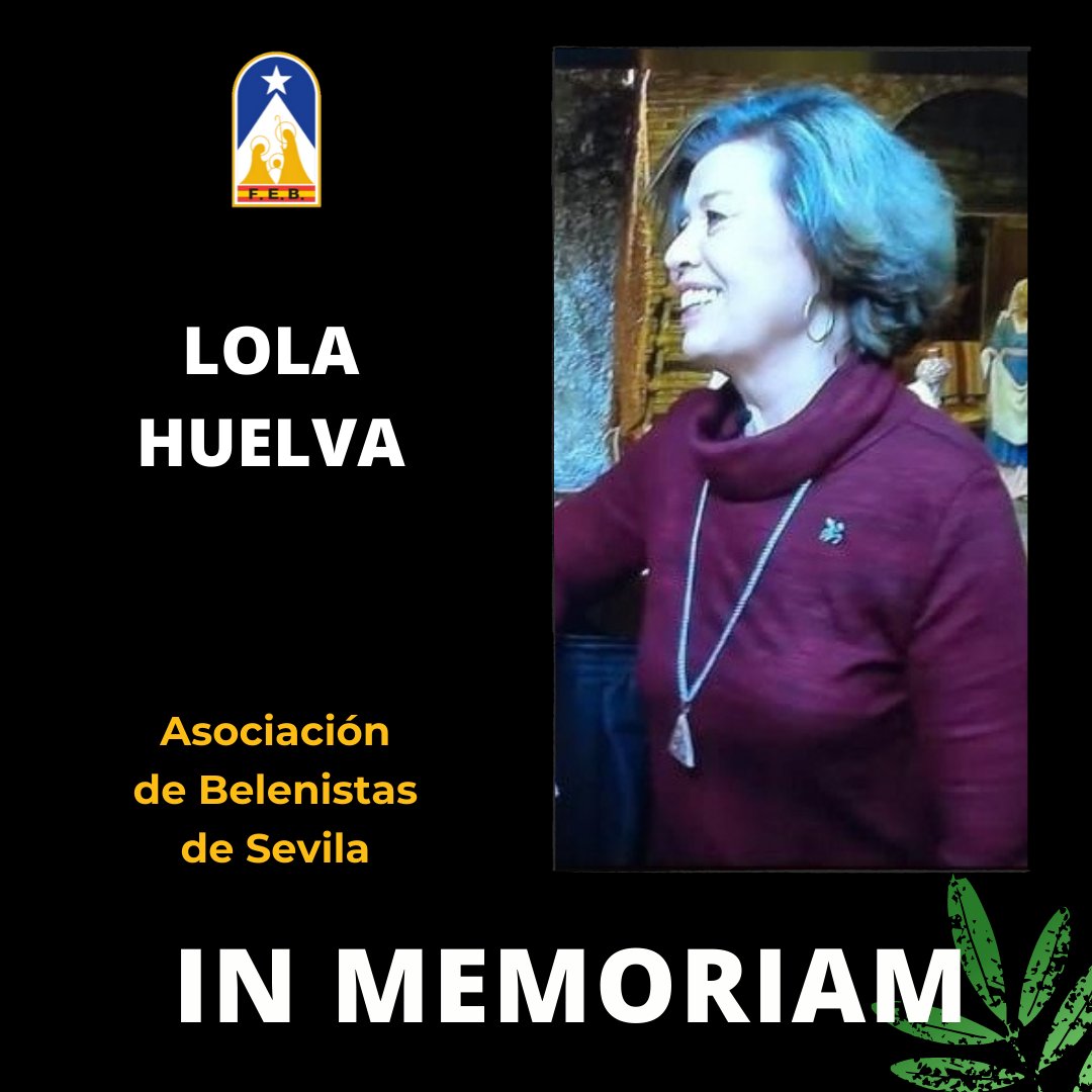 Nuestra compañera Lola Huelva, de la Asociación de Belenistas de Sevilla disfruta ya del gran belén celestial.
Compartimos nuestro abrazo afectuoso con toda su familia, sus amistades y compañeras y compañeros de asociación.
#BelenismoPatrimonioHumanidad #SoyBelenista