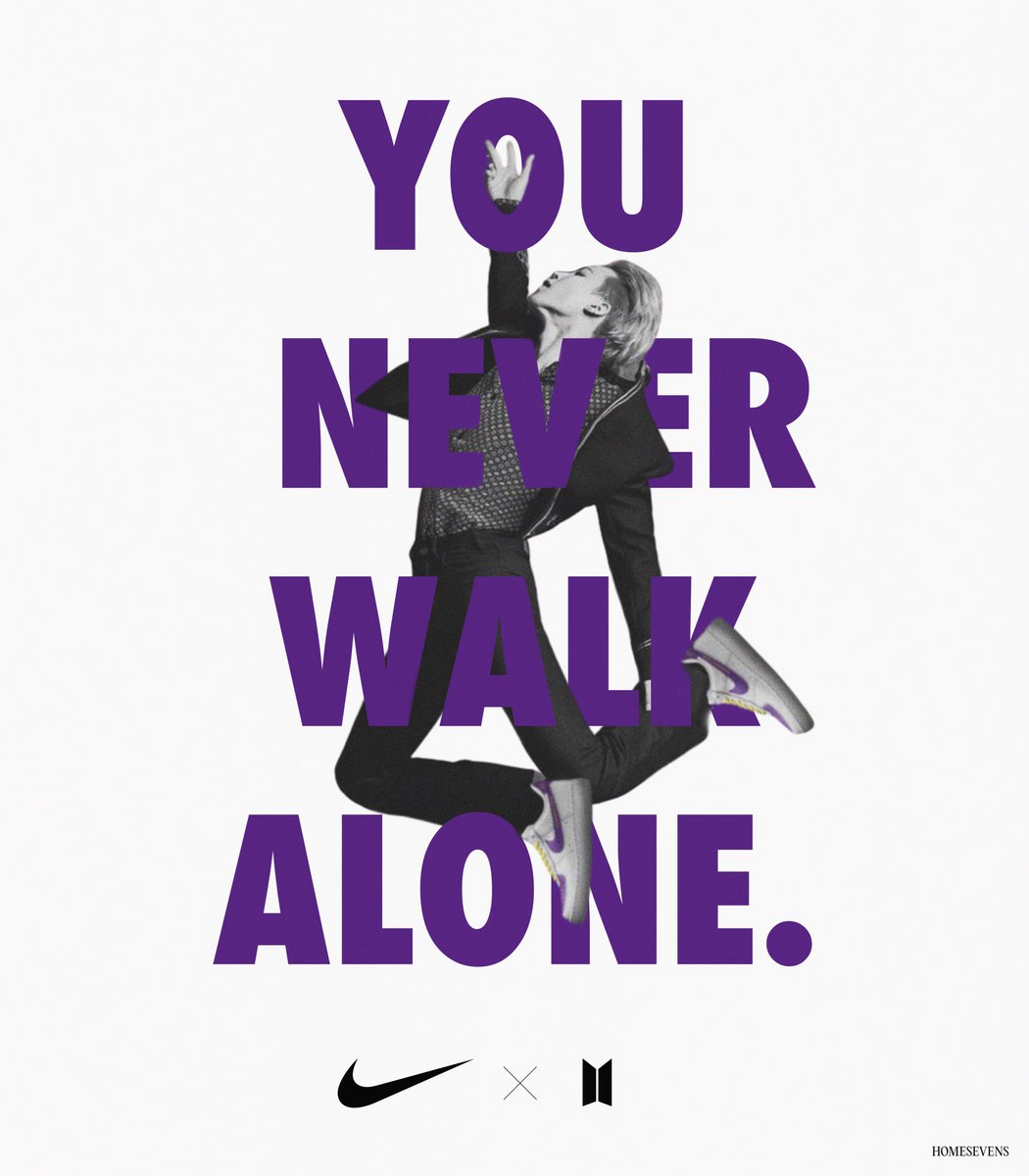 dreaminsevens's tweet photo. nike x bts , you never walk alone. https://t.co/8Pje9hMGex