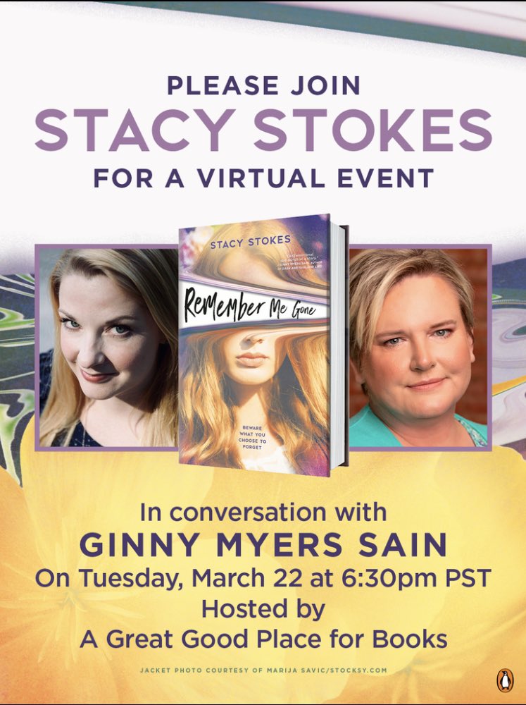 stacyastokes's tweet photo. Looking for something fun to do on Tuesday? Join me &amp; @stageandpage as we chat bookish things &amp; celebrate the launch of REMEMBER ME GONE with the help of my fav indie @GreatGoodPlace #22debuts #BookTwitter https://t.co/K3Gq70IWq4