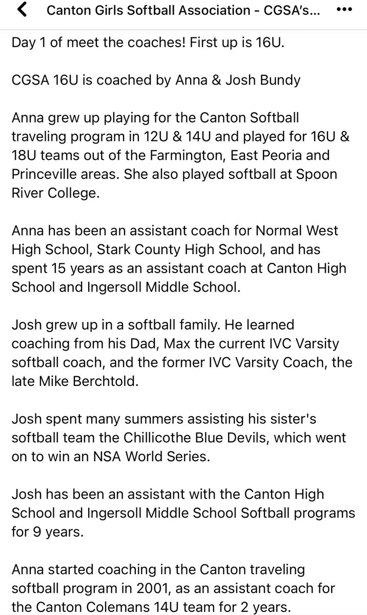 Meet the coaches! CGSA 16U is coached by Anna and Josh Bundy! We are looking forward to a great season. 💜💛🥎