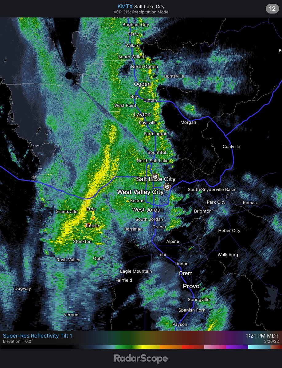 Heads up, Central Wasatch Front! A heavier band of snow is headed your way, currently moving eastward from Tooele Valley. #utwx