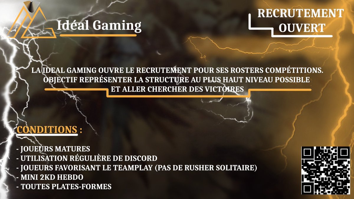 iDeal__Gaming's tweet photo. Bonjour à tous, 

la iDeal Gaming ouvre le recrutement.

Objectif représenter la structure au plus haut niveau possible et aller chercher des victoires.

N'hésitez pas à postuler dans le Discord 

https://t.co/bcu1uI2XNy https://t.co/xDknb1ZNVm