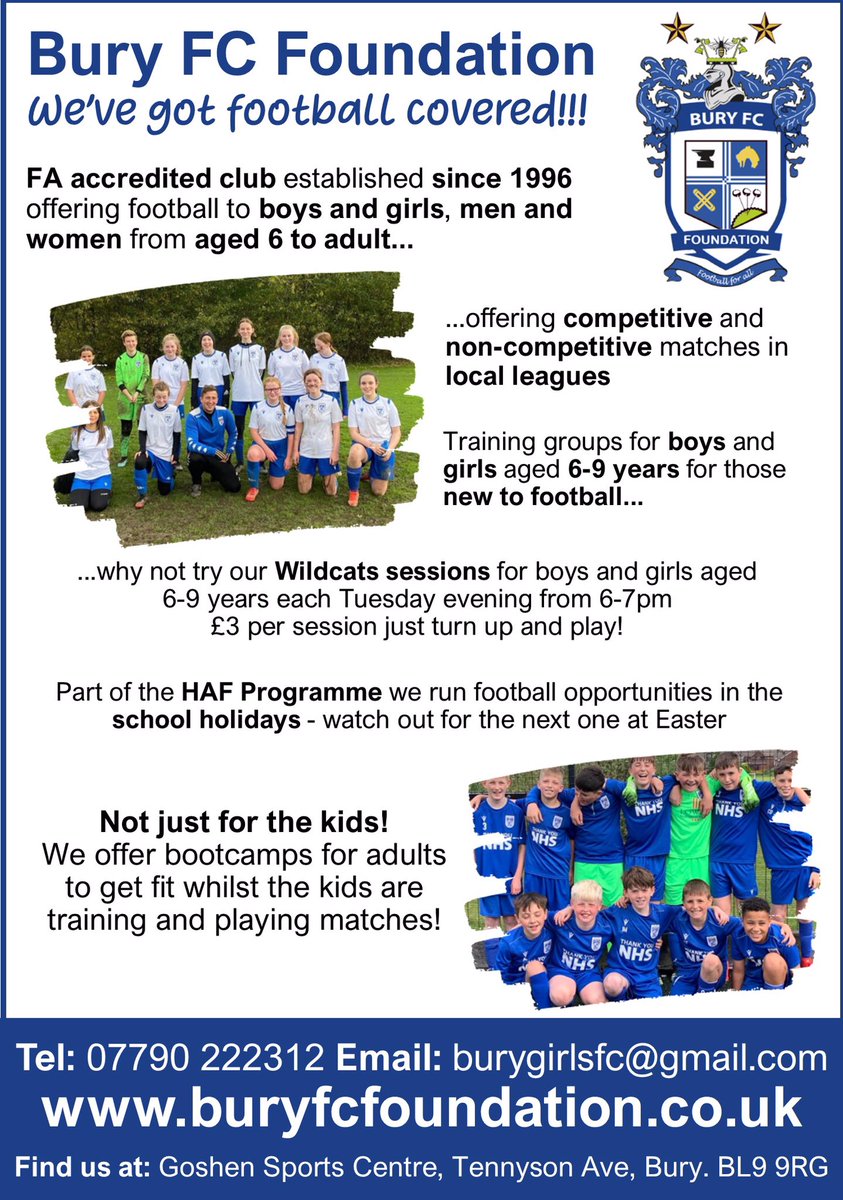 What a fantastic weekend of football we have had. Our boys, girls, men &amp; women have excelled &amp; done us proud 👏🏼👏🏼👏🏼

We still have lots going on as we plan for our Easter HAF Programme &amp; inviting new players through the <a href="/Raring2goBury/">Raring2go! Bury</a> magazine 💙⚽️😀