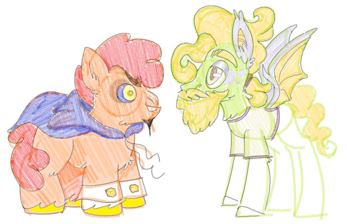 msponies's tweet photo. more content soon to come as i slowly warm back up to drawing... in the meantime here's some oc doodles of mine and @VampireDrooling's sonas (featuring the pencil brush excellence of Windows 7 MS Paint!) https://t.co/5FUbVbTPDT