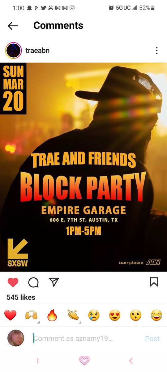 aznamy19's tweet photo. If yall ain't here yet,you're gonna miss out! Just starting! No line! #SXSW #sxswlines @EmpireATX @TRAEABN https://t.co/AdoUECE3hn