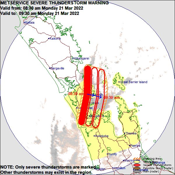 MetService Severe Weather Info on Twitter "Severe Thunderstorm Warning issued for Auckland