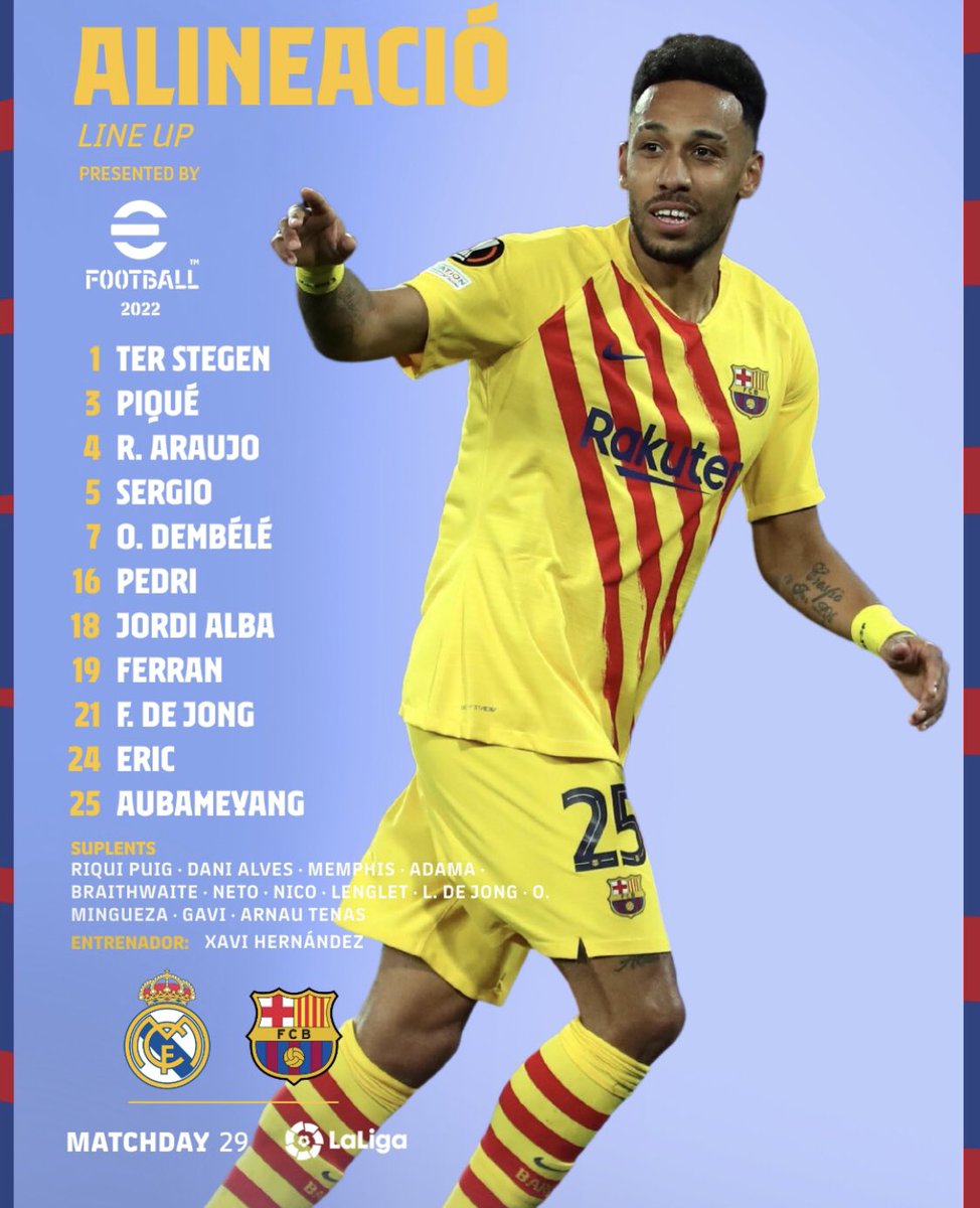 ⚪️⚫️ #RealMadridBarcelona 🔵🔴

➡️ Novedad: Valverde por Benzema <a href="/realmadrid/">Real Madrid C.F.</a> 

➡️ Novedad: Araujo por Alves <a href="/FCBarcelona_es/">FC Barcelona</a> 

🎙Con <a href="/Agus_Alejandre/">Agustín Alejandre</a> y servidor

🗣 <a href="/s1saavedra/">Carlos Saavedra</a> y Gudiel 

📻 #CLMenjuego <a href="/DeportesCMM/">Deportes CMM</a> <a href="/CMM_es/">Castilla-La Mancha Media</a> Comenzamos!! 💪🏻💪🏻