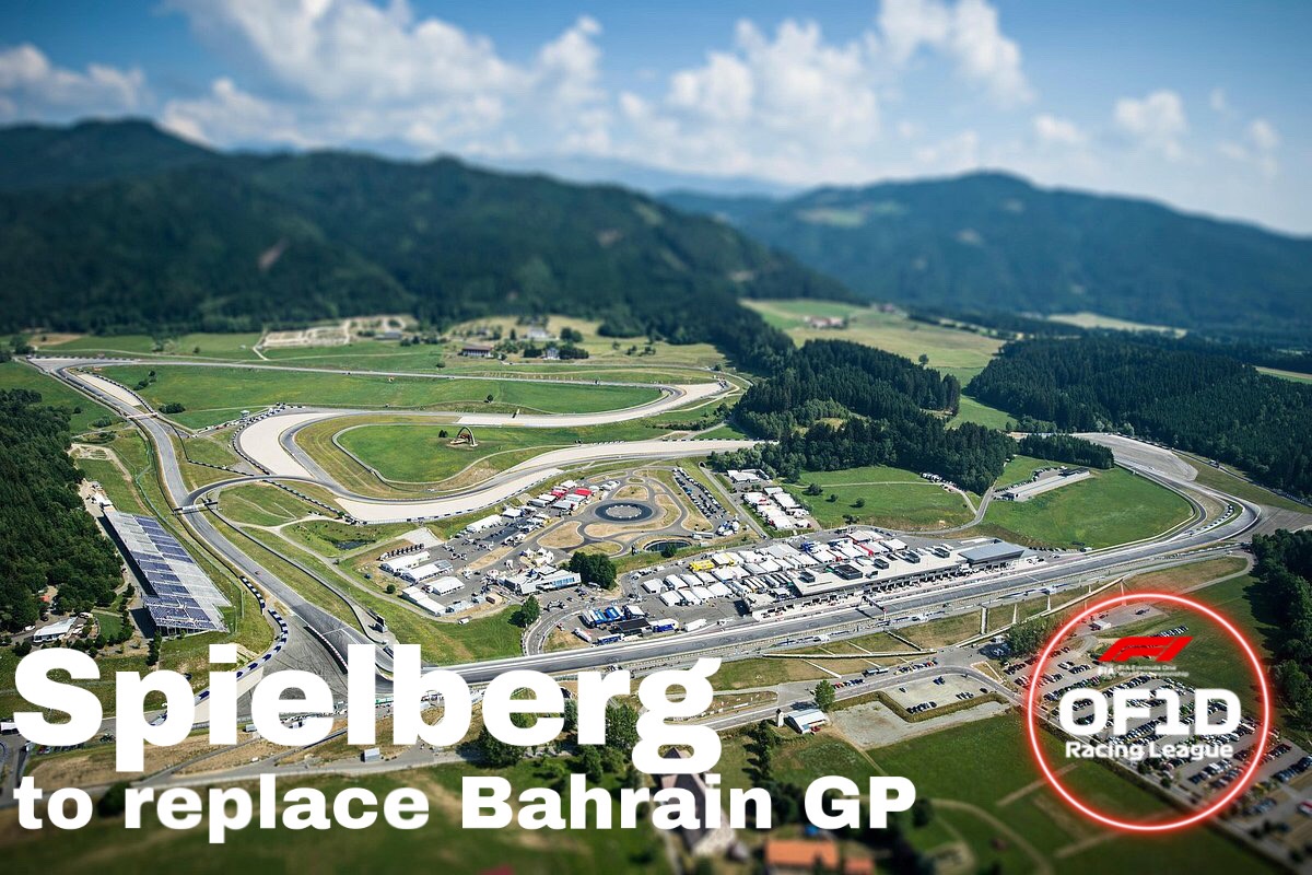 of1d_league's tweet photo. BREAKING(not really): Spielberg to replace the Bahrain GP next week!
——————————
(Bahrain won’t be counted)

#OF1D #OF1DBAHGP #OF1DAUTGP https://t.co/9SA9MjTmwa