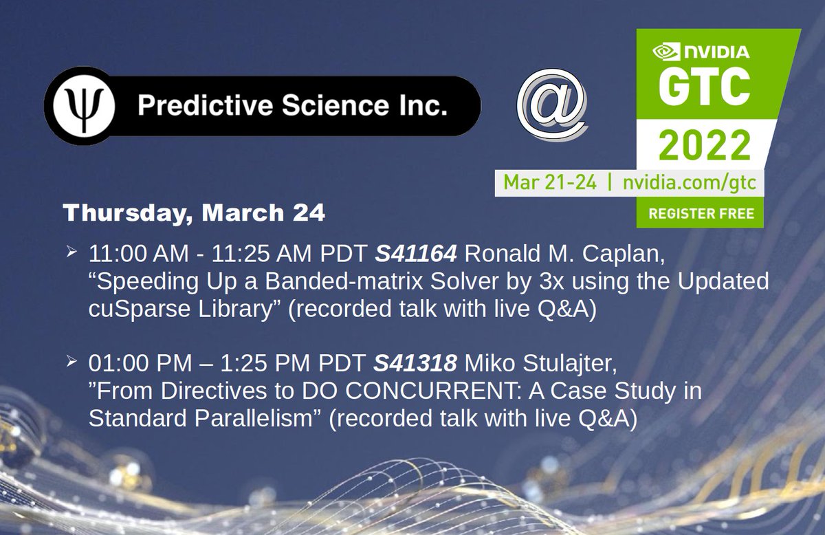 sumseq's tweet photo. #GTC22 @predsci @NVIDIAHPCDev @NVIDIAGTC  @OpenACCorg  #OpenACC #cuSparse @fortranlang https://t.co/BNILm5hwgd