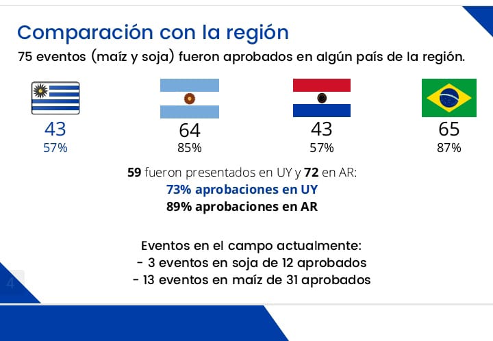 Dentro de otras cosas estuvimos conversando sobre la aprobación de eventos biotecnológicos en donde casi la mitad de eventos que el uruguay tiene aprobado lo ha hecho durante estos dos años de administración.