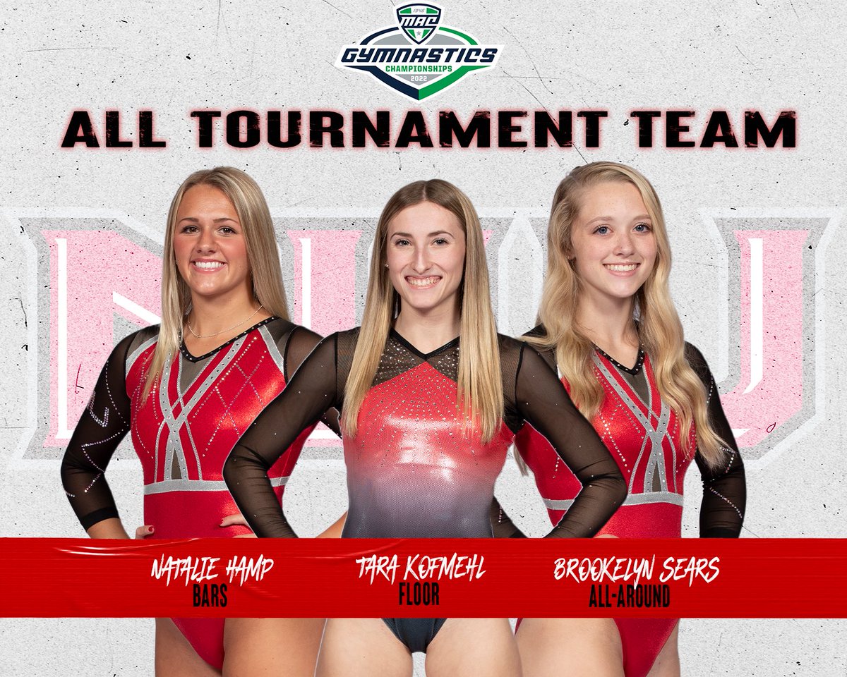 Niugymnastics's tweet image. Tara Kofmehl, Natalie Hamp &amp;amp; Brookelyn Sears all received All-Tournament team accolades for their performances at the MAC Championship, congratulations ladies! ❤️🐾 #PackAttack