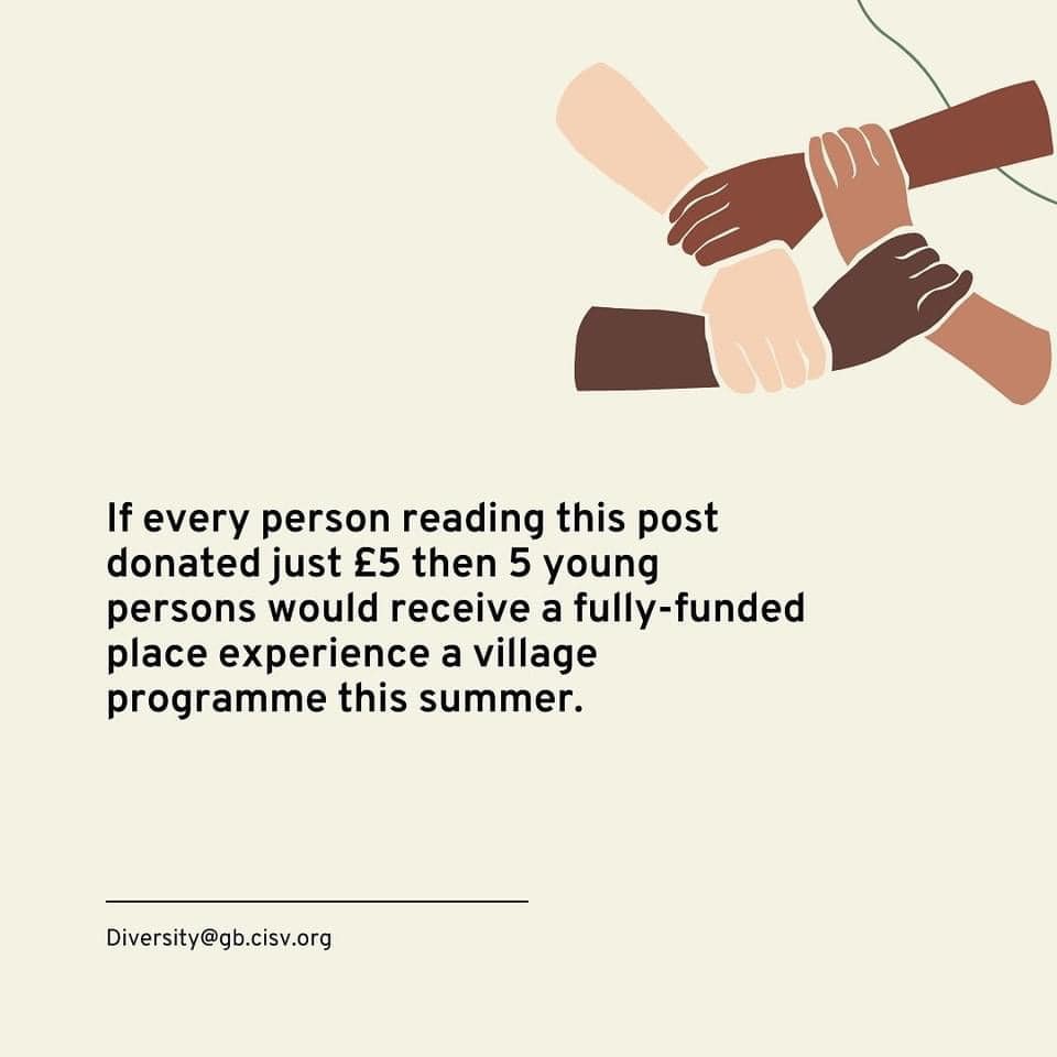 CISV GB DIVERSITY AND INCLUSION FUND 
gofund.me/3a438173
We are now accepting donations towards a national diversity and inclusion fund. All the money raised will go towards funding people to take part in CISV programs that may not otherwise be able to do so.

#cisv