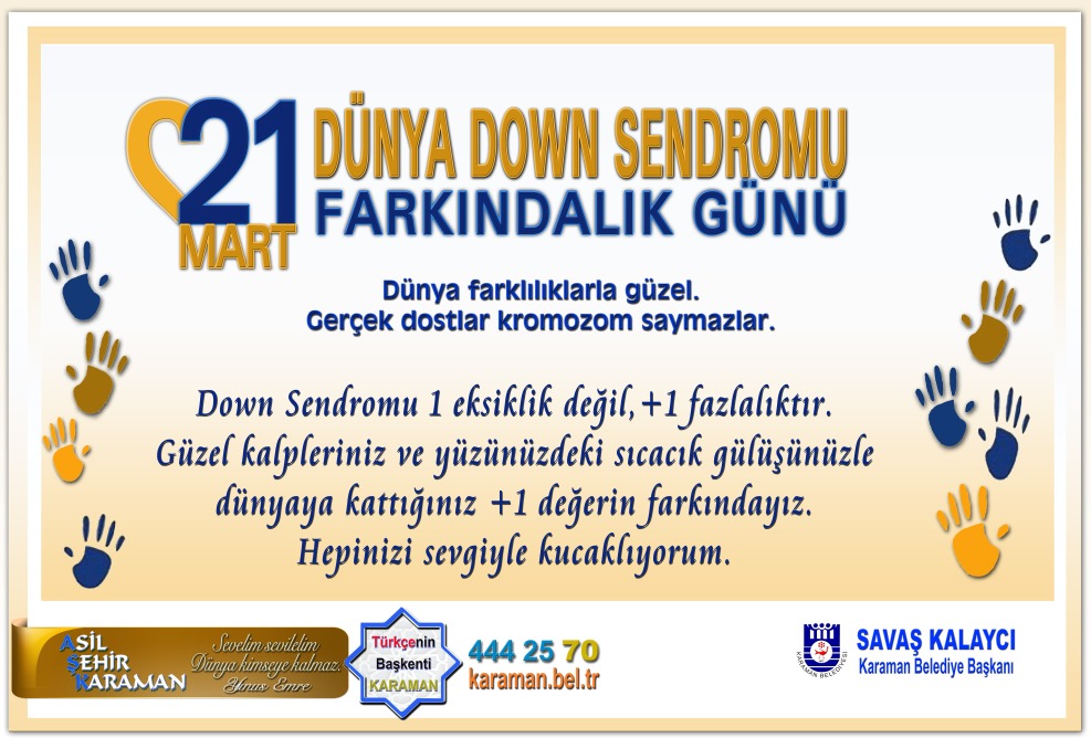 kalayci_savas's tweet photo. Dünya farklılıklarla daha güzel!
Gerçek dostlar kromozom saymazlar.
Down Sendromu 1 eksiklik değil, +1 fazlalıktır.
Güzel kalpleriniz ve yüzünüzdeki sıcacık gülüşünüzle dünyaya kattığınız +1 değerin farkındayız.
Hepinizi sevgiyle kucaklıyorum.
Dünya #DownSendromuFarkındalıkGünü https://t.co/ZI5GsEXneZ
