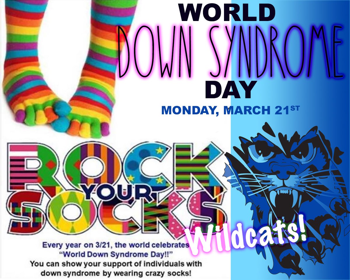 WildcatsSW's tweet photo. Back to school tomorrow and we are predicted to hit a high of 70 degrees!
Dig out your shorts and your craziest pair of socks in support of World Down Syndrome Day!
#SWWildcatPride
#rockyoursocks2022 https://t.co/Xys9noIJlc