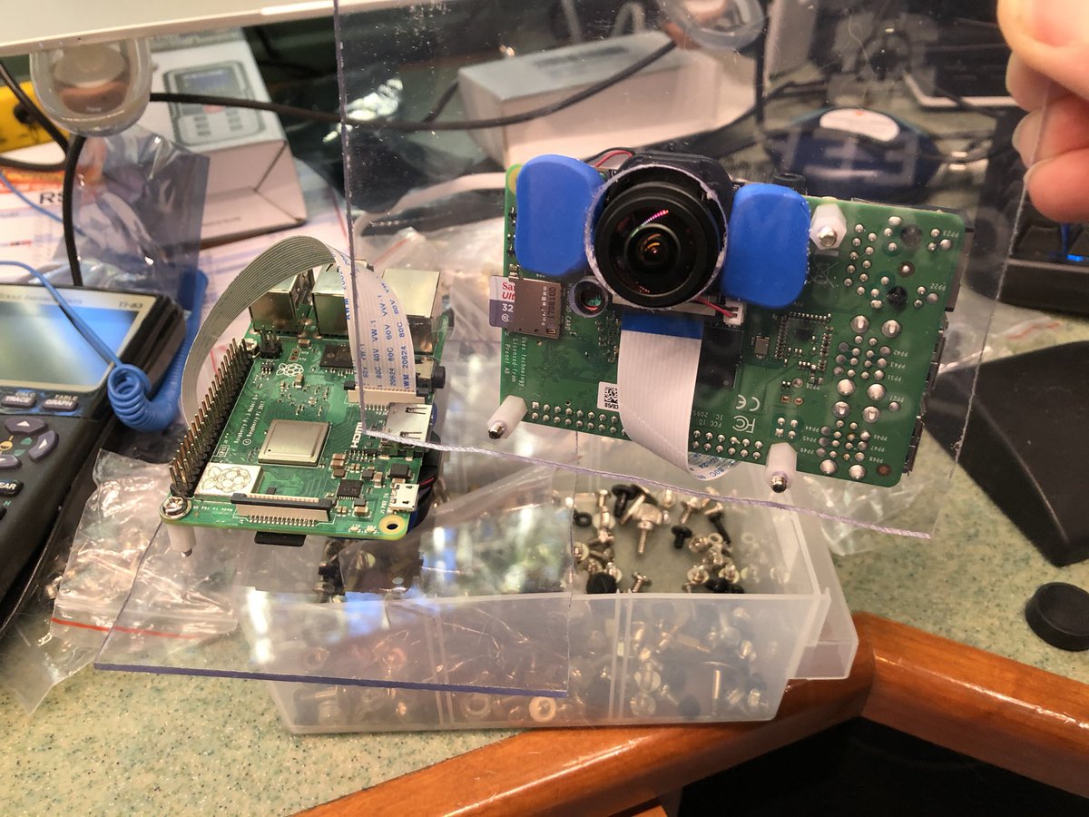 Etath's tweet photo. Raspberry Pi + camera + motionEyeOS + birdhouse
Only thing left to do is to some soldering and hang them up. https://t.co/I30AadsZiY