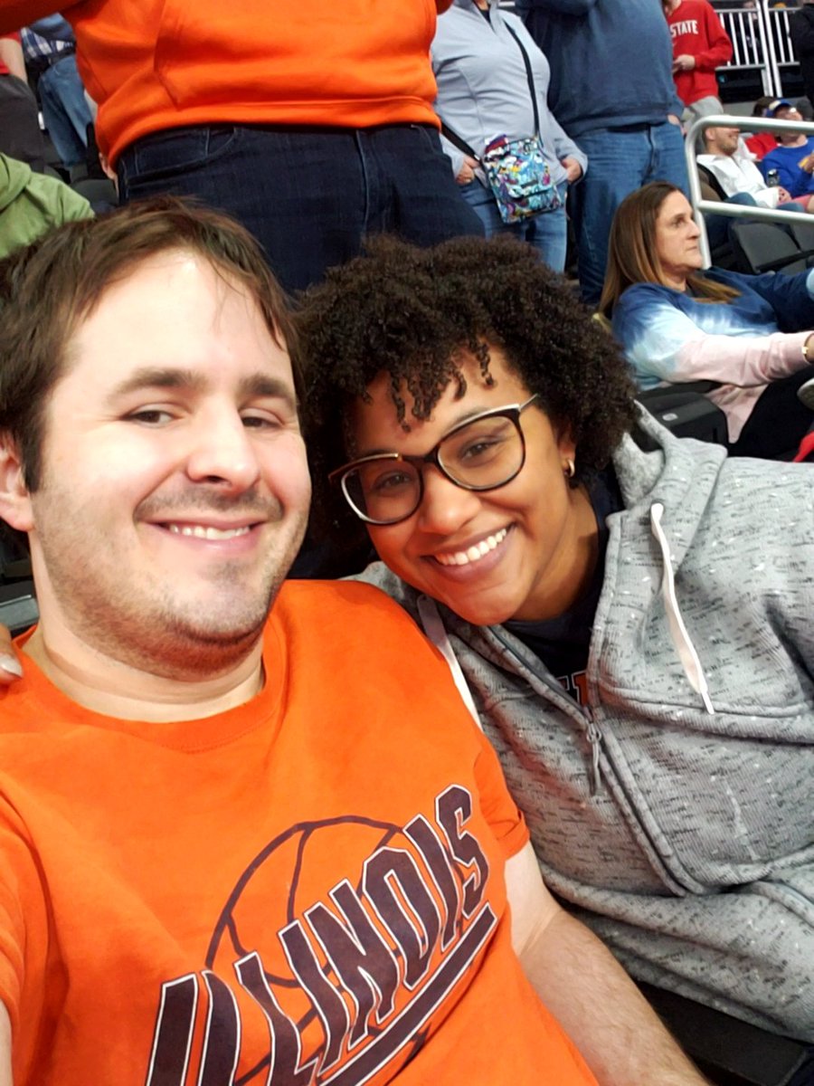 DrGraceSlater's tweet photo. The best kinda refresh after 12 straight days on Service! March Maddness second round with my favorite person. #fellowlife #mmselfie #secondround #fightingillini https://t.co/ADdtHUteP4