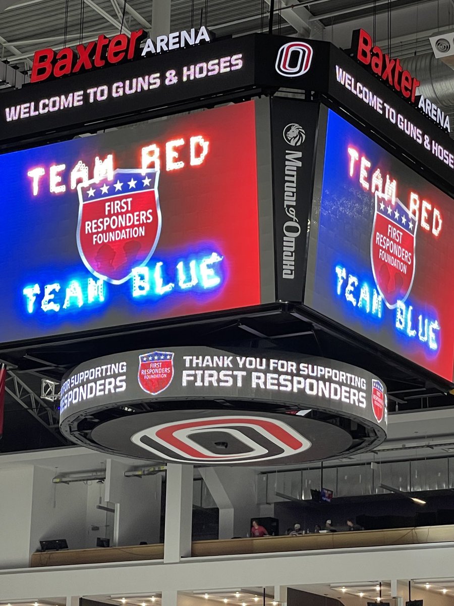 Hockey time in Omaha! Firefighters vs. Police.