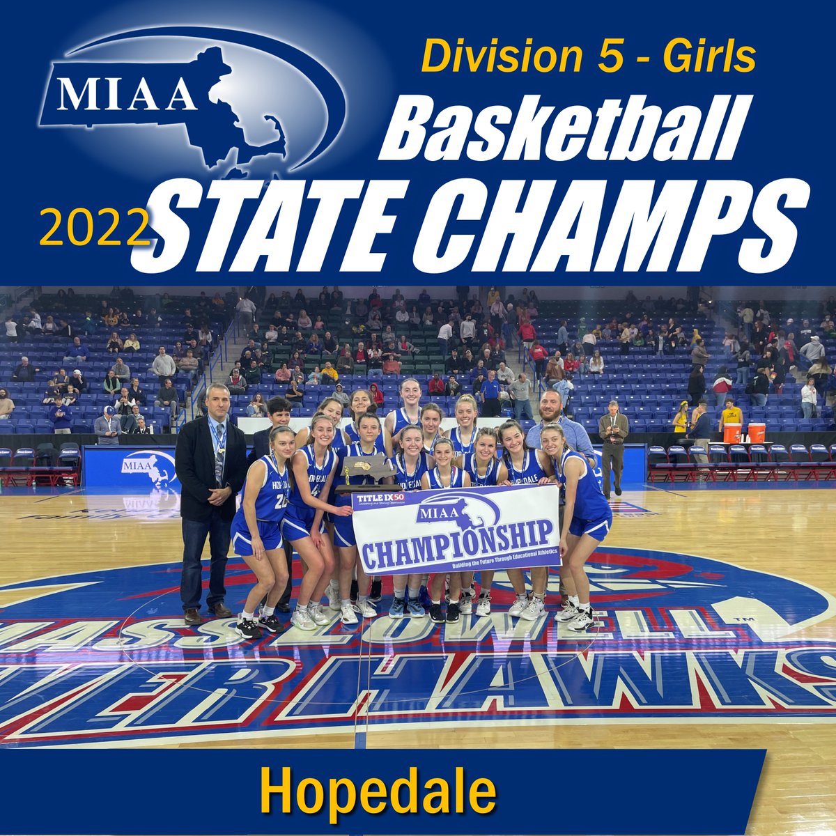 MIAA033's tweet photo. 🌟🏀Your 2022 #MIAA D5 Girls Basketball State Champions -- Hopedale JSHS!  Way to bring it girls! Congratulations on an amazing finish! #gameonMIAA https://t.co/aNNsQAkT9R