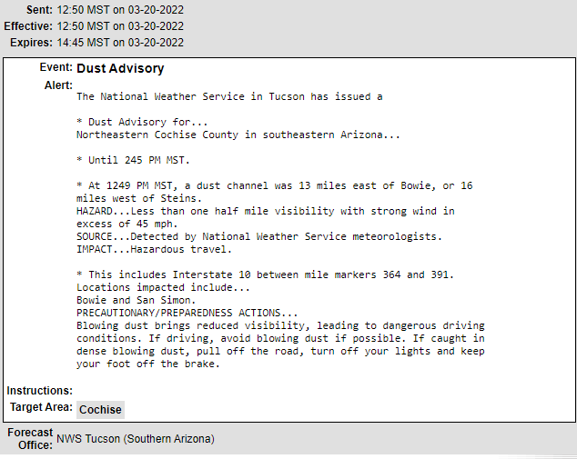 CCFirenIncident's tweet image. #DustAdvisory #CochiseCounty until 245PM #AzWx #NWSTucson