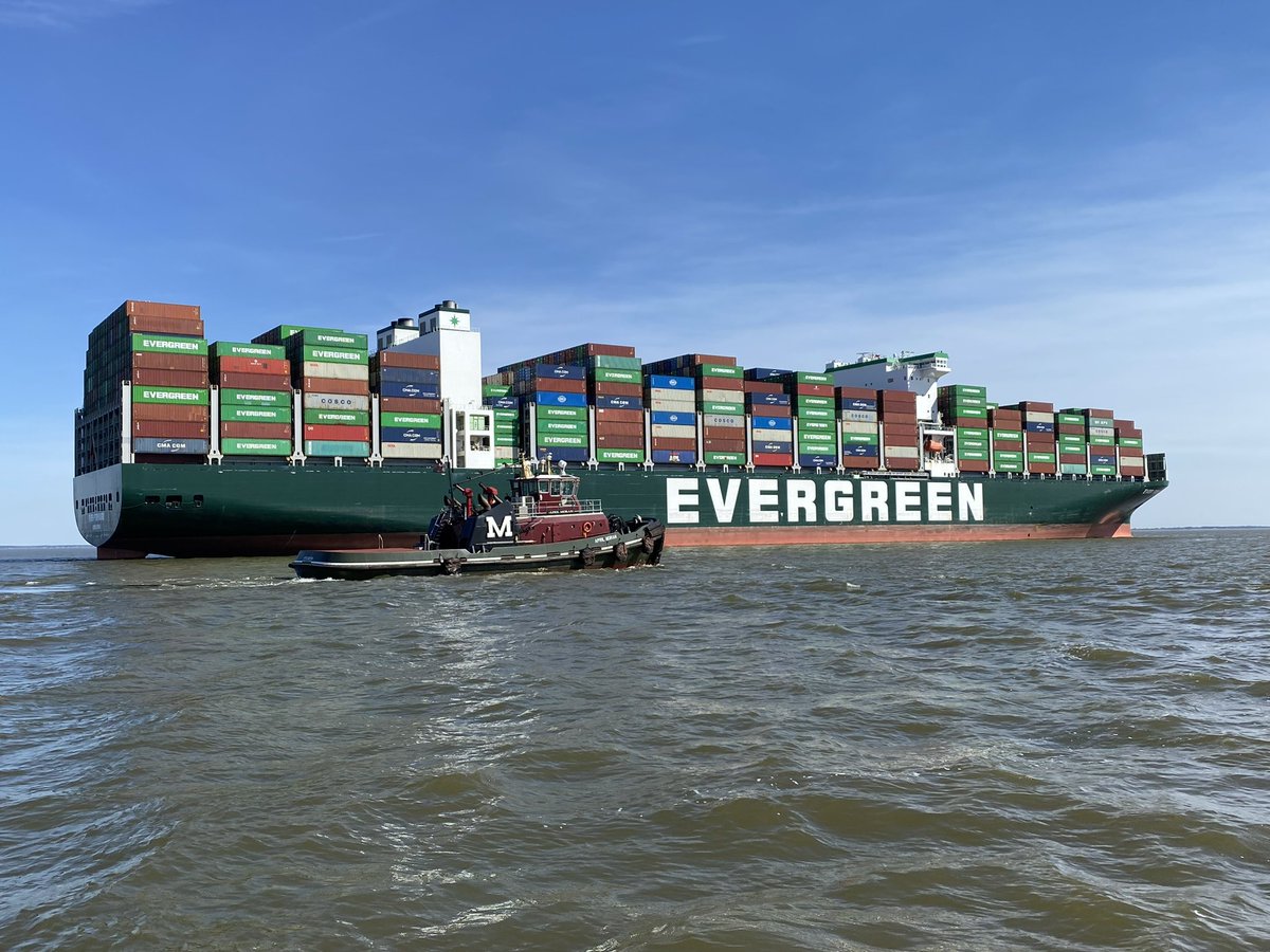 BCFDL734's tweet photo. Have you heard about the #EverForward that is aground in the Chesapeake Bay? Here is the official information release by Evergreen. The #BCFDFireBoat, a regional response vessel, is part of the @portofbalt fire plan and will be ready to assist if needed. https://t.co/VQDdo56D8g