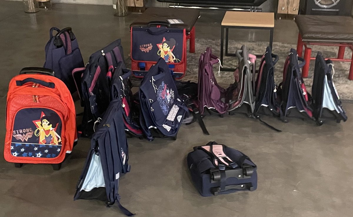 jamestooley's tweet photo. The little ones have started bring their bags down fully packed ready for the morning @SaveaChildUK @DniproKids #happybutsad https://t.co/NfHnp5Zw0C