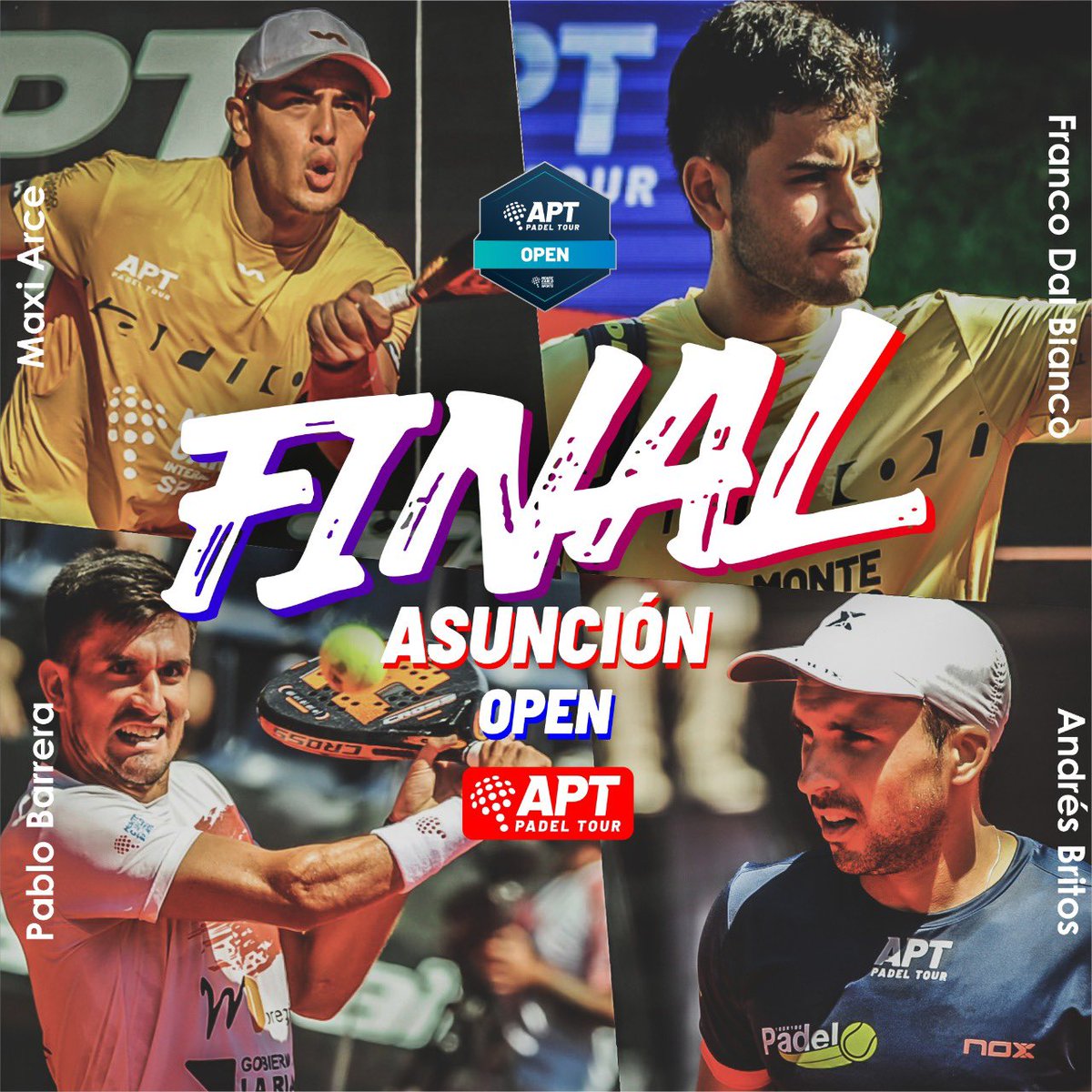 🔥 MEN'S FINAL!

At 19:30h (local time) the BIG FINAL of the #APTAsuncionOpen 🇵🇾 will take place.

Don't miss the streaming through our official Youtube channel 🔴!

🤔 Which team will become the champion?