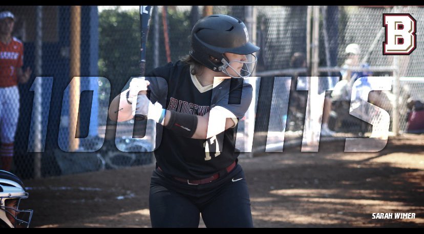 Bh2osoftball's tweet photo. Congratulations to senior catcher Sarah Wimer on hit number 100!!! The dent on the hitting facility roof is ready for an autograph 💯 https://t.co/9sY1Rby58v