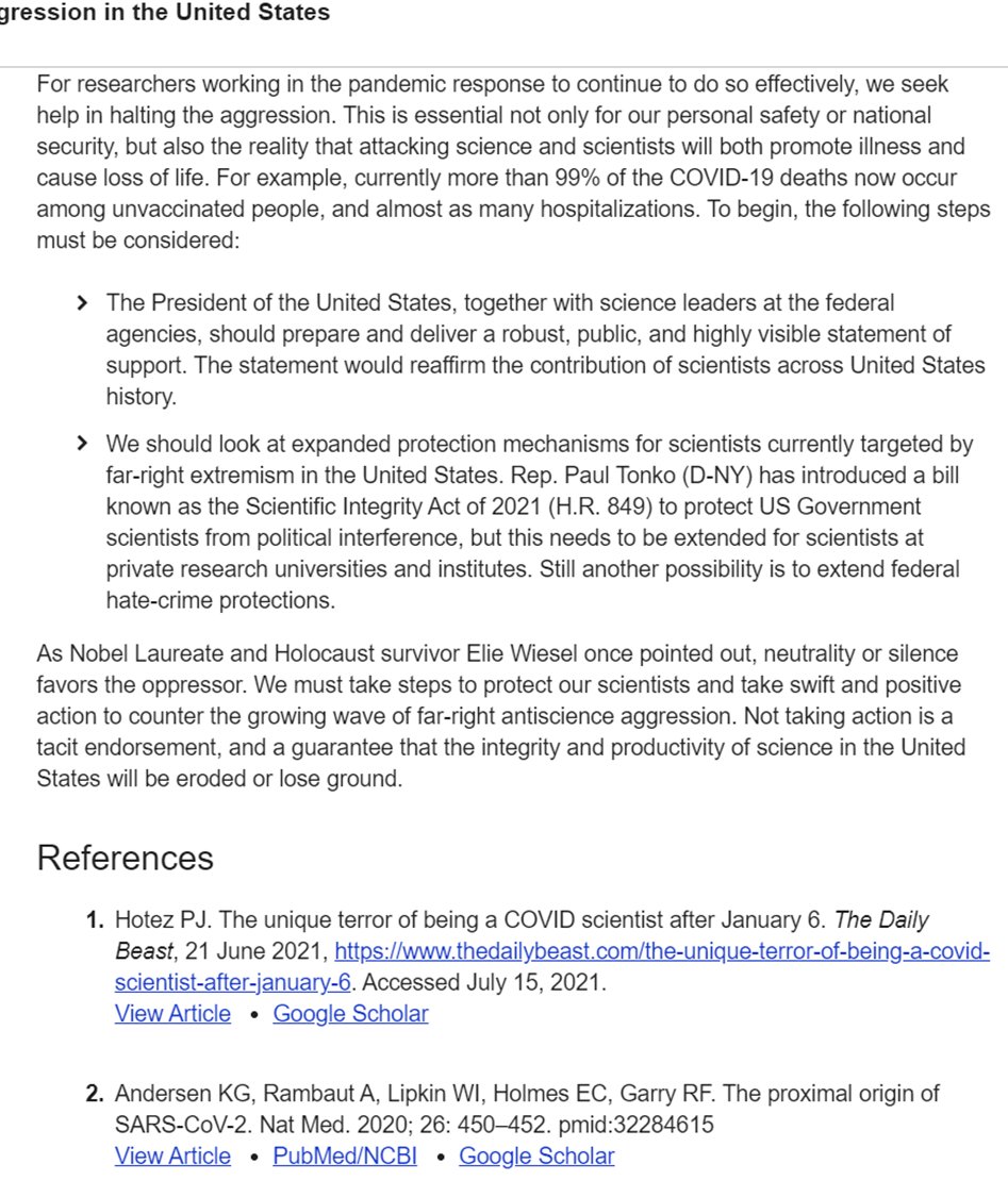 CharlesRixey's tweet photo. @AmandaLeftCoast @The_Real_Beebop @BretWeinstein [3]
In other words, Hotez is incensed by the refusal of scientists &amp; laymen to accept the censorship that has been implemented "for their own good." 
The prob. is we're not censored ENOUGH

"neutrality or silence favors the oppressor" 
What a sick invocation of an actual victim⬇️ https://t.co/WlnRdO6OVN