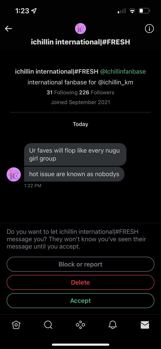 saotyans's tweet photo. hey if u follow @Ichillinfanbase pls just unfollow they r harassing me n my friends and said h0t issue members should die https://t.co/QYTYzSKDRT