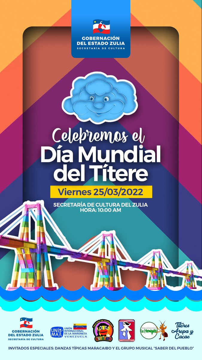 sculturazulia's tweet photo. Este viernes 25 de marzo de 2022 los esperamos para celebrar el #DíaMundialDelTítere #SecretaríaDeCulturaZulia #Maracaibo https://t.co/R3r8g7ME7b