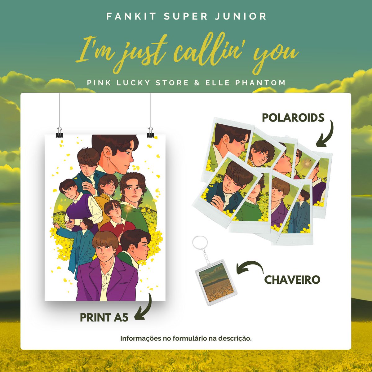 PinkLuckyStore's tweet photo. (🦋RT🙏) Fankit Super Junior - I'm Just callin' you wt. @ellephantom_art 

📞R$35* - frete incluso
📞+ brindes
📞Encerramento/pagamento: 01/04
📞Leiam atentamente todas as informações!
📞Form: https://t.co/rmHFYpb6bP https://t.co/hhbr4UKHk6